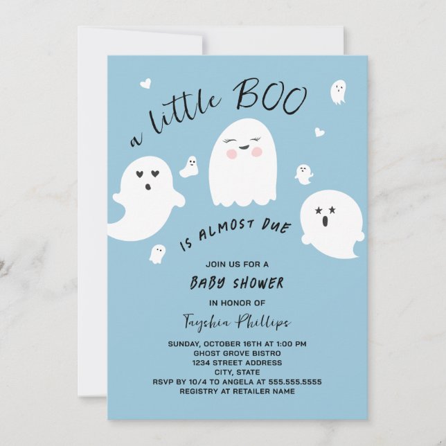 Invitation Little Boo est dû Halloween Boy Baby shower (Devant)