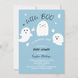 Invitation Little Boo est Due Blue Halloween Baby shower