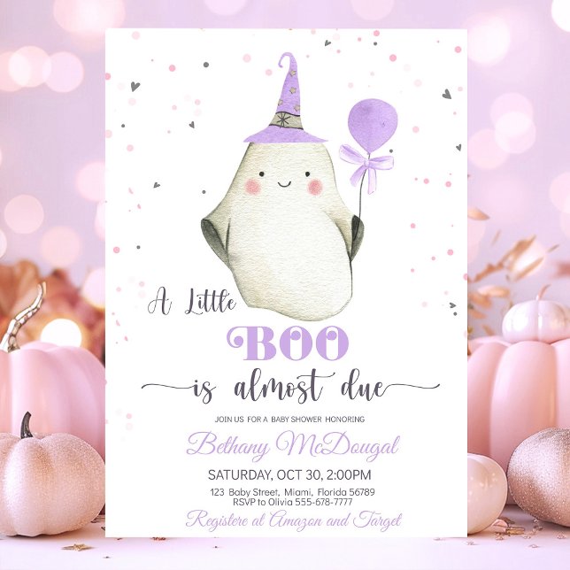 Invitation Little Boo est presque à Baby shower (little boo baby shower, ghost baby shower, halloween baby shower, bow baby shower theme, fall baby s)