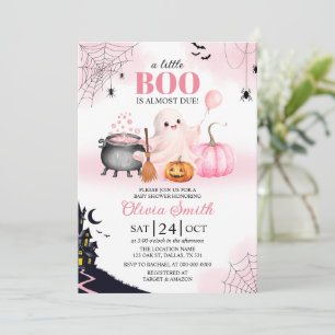 Invitation Little Boo est presque arrivée Fille Rose Baby Sho