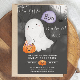 Invitation Little Boo est presque dû   Baby shower Halloween