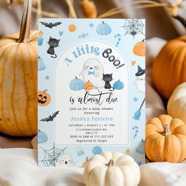 Invitation Little Boo est presque Due bleu garçon baby shower (Créateur téléchargé)