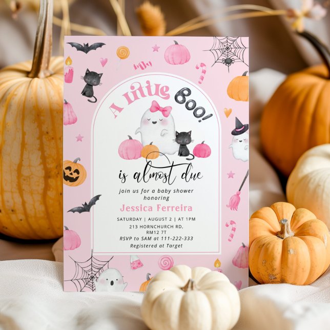 Invitation Little Boo est presque Due rose fille baby shower (Créateur téléchargé)