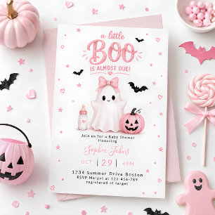 Invitation Little Boo est presque là Fête bébé fantôme rose