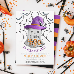 Invitation Little BOO fantôme et rayures Halloween baby showe