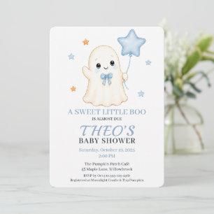 Invitation Little Boo Fantôme Fête prénatale d'Halloween po