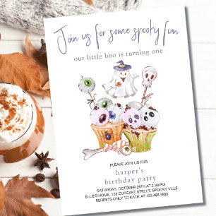 Invitation Little Boo Fête d'Halloween Nourriture 1er Anniver