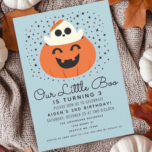 Invitation Little Boo Ghost Halloween Garçons mignon Annivers (Créateur téléchargé)