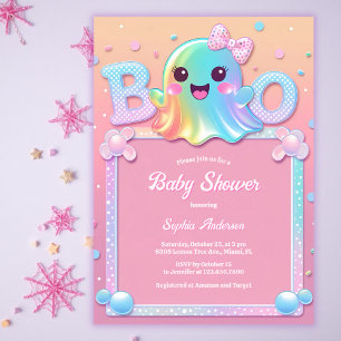 Invitation Little Boo Ghost mignon Halloween Baby shower fill