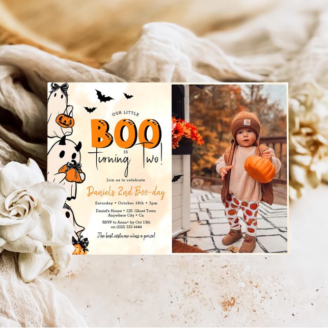Invitation Little Boo Halloween 2e anniversaire Photo (Créateur téléchargé)