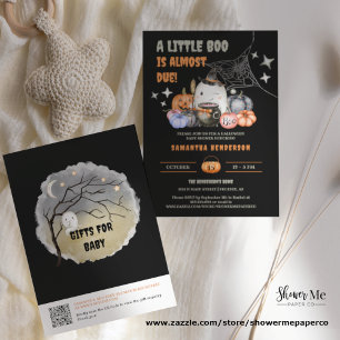 Invitation Little Boo Halloween Baby shower registre QR Code