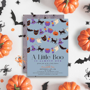 Invitation Little Boo Halloween Garlands Baby shower garçon b
