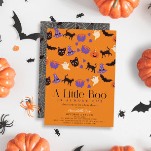 Invitation Little Boo Halloween Garlands Orange Baby shower