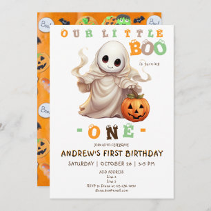 Invitation Little Boo Halloween Ghost Any Age 1er Anniversair