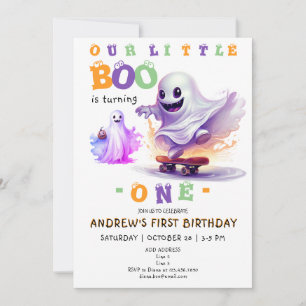 Invitation Little Boo Halloween Ghost Skater N'importe quel â