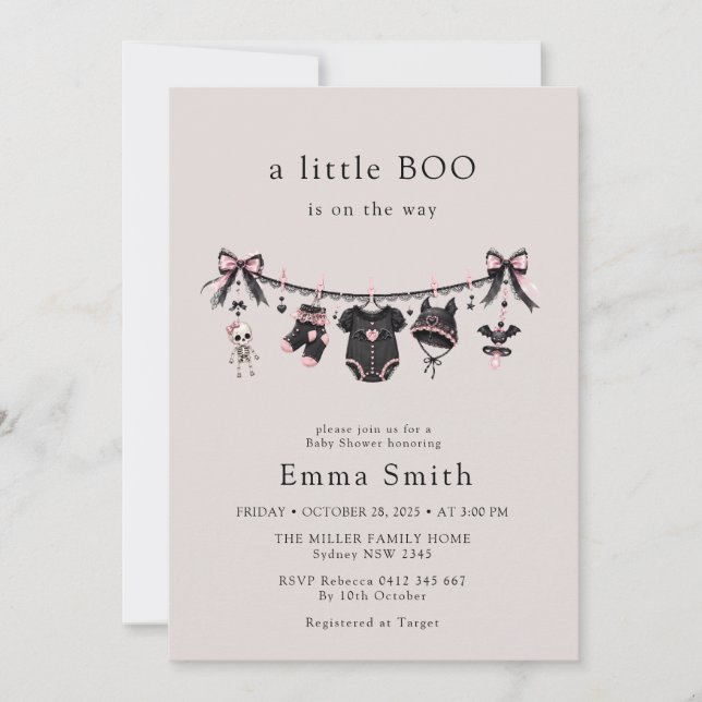 Invitation Little Boo Halloween Linge de bébé Shower (Devant)