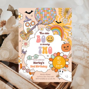 Invitation Little Boo Retro Halloween fille deuxième annivers