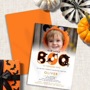 Invitation Little Boo tourne deux photos Halloween Anniversai
