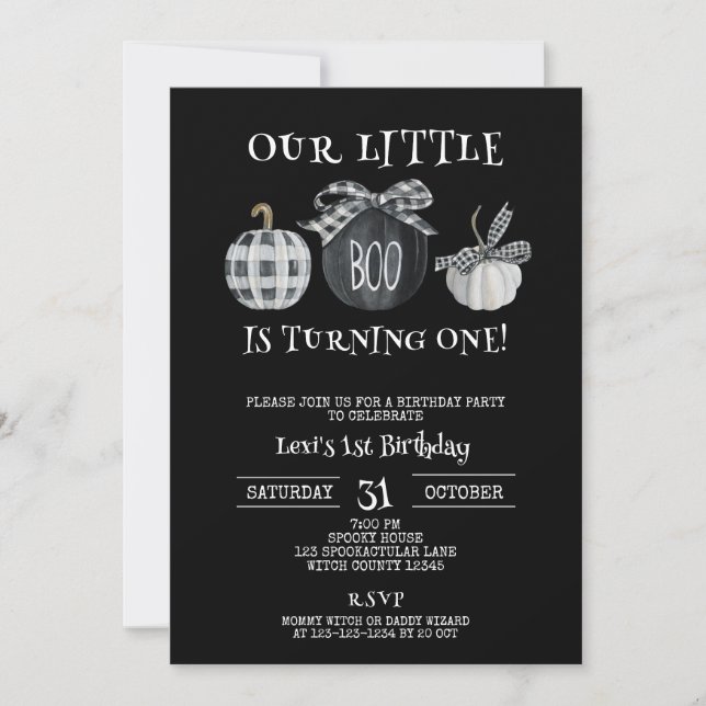 Invitation Little Boo tourne UN, Halloween 1er Anniversaire (Devant)