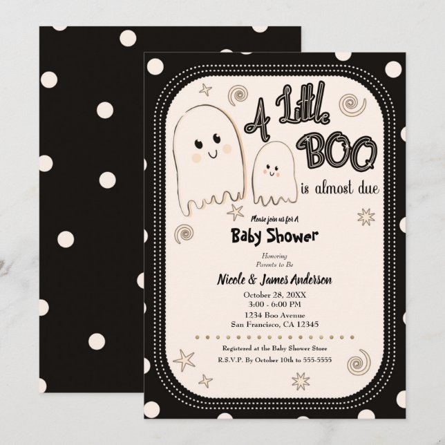 Invitation Little BOO Whimsical Ghost Halloween Baby shower (Devant / Derrière)