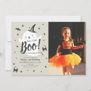 Invitation Little Boom Ghost Halloween Photo Anniversaire