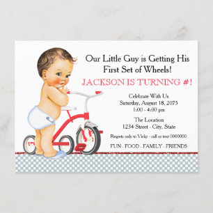 Invitation Little Boy Tricycle fête d'anniversaire