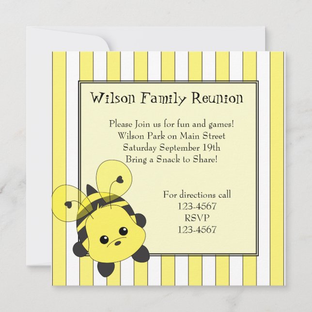 Invitation Little Bubmble Bee Cutie (Devant)
