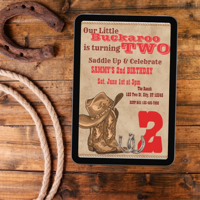 Invitation Little Buckaroo Two, Western 2nd Birthday (Créateur téléchargé)