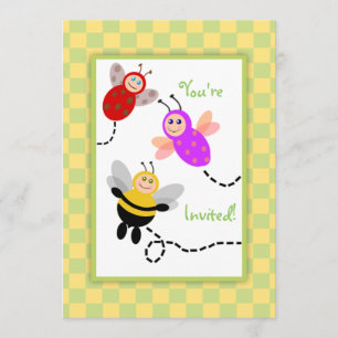 Invitation Little Bugs Ladybug, Bumble Bee, Butterfly Party