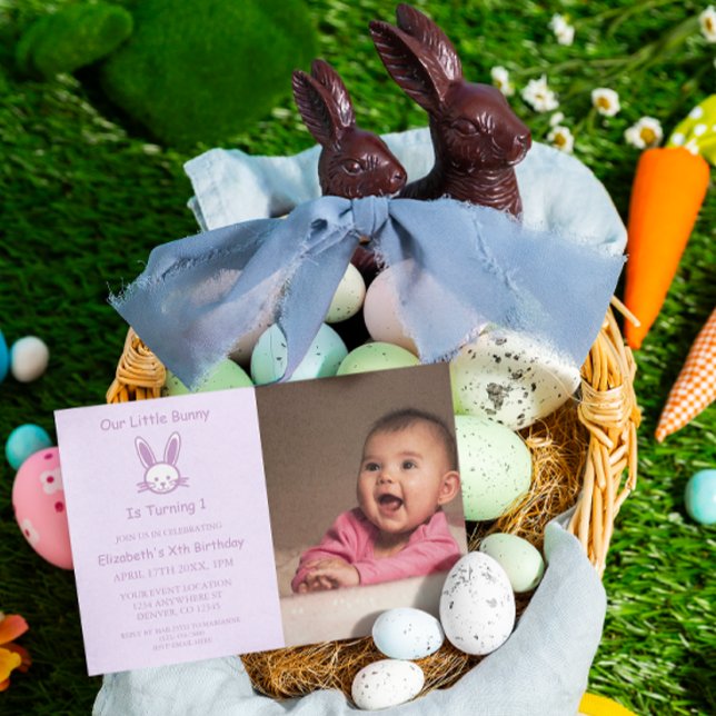 Invitation Little Bunny 1er anniversaire (Créateur téléchargé)