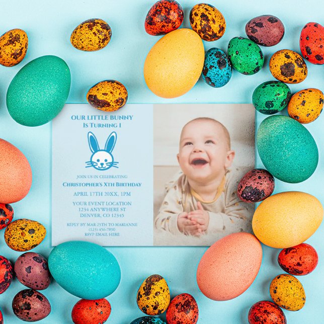Invitation Little Bunny 1er anniversaire (Créateur téléchargé)