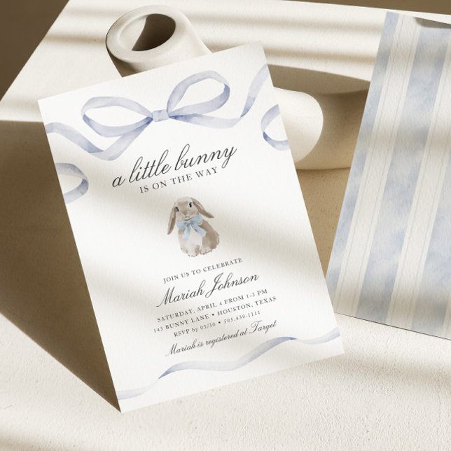 Invitation Little Bunny Baby Shower | Boy Blue Spring Easter (Créateur téléchargé)