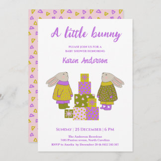 Invitation Little Bunny Presents Birthday Baby Shower