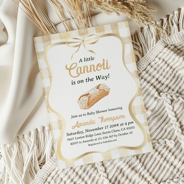 Invitation Little Cannoli Neutral Beige Italian Baby Shower (Créateur téléchargé)