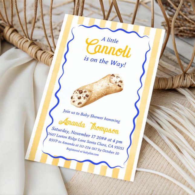 Invitation Little Cannoli Yellow Blue Italian Baby Shower (Créateur téléchargé)