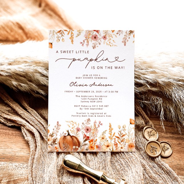 Invitation Little Citrouille est sur le chemin Baby shower Fl (Créateur téléchargé)