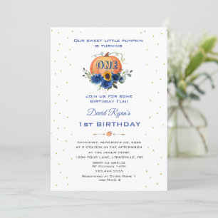 Invitation Little Citrouille Floral Thanksgiving 1er annivers