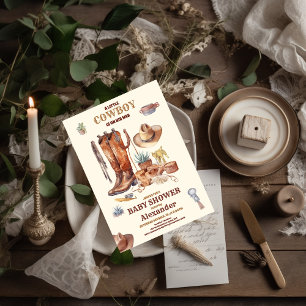 Invitation Little Cowboy Baby shower moderne de rodéo occiden