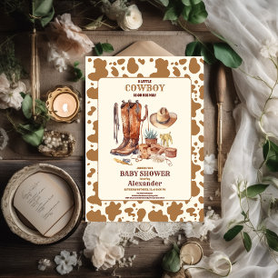 Invitation Little Cowboy Baby shower moderne de rodéo occiden