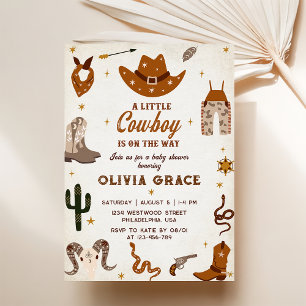 Invitation Little Cowboy Baby shower moderne de rodéo occiden