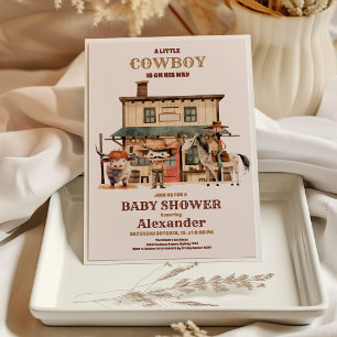 Invitation Little Cowboy Baby shower moderne de rodéo occiden