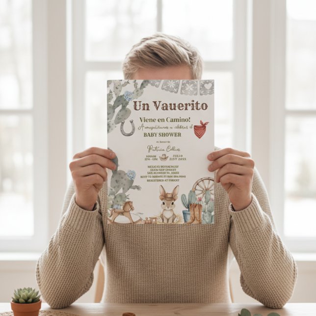 Invitation little cowboy baby shower Vaquerito Viene Camino (Créateur téléchargé)