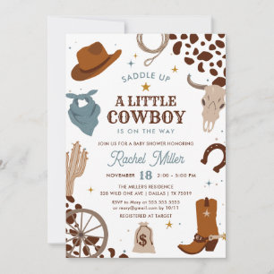 Invitation Little Cowboy   Baby shower Wild West Boy