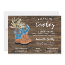 Little Cowboy Bootie Baby shower Brown en bois