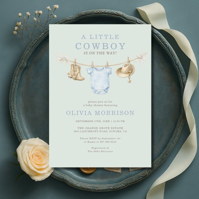 Invitation Little Cowboy Clothesline Baby Shower (Créateur téléchargé)