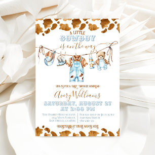 Invitation Little Cowboy Clothesline WildWest Boy Baby shower