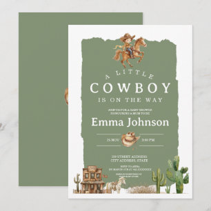 Invitation Little Cowboy Est En Route   Fête Prénatale Wester