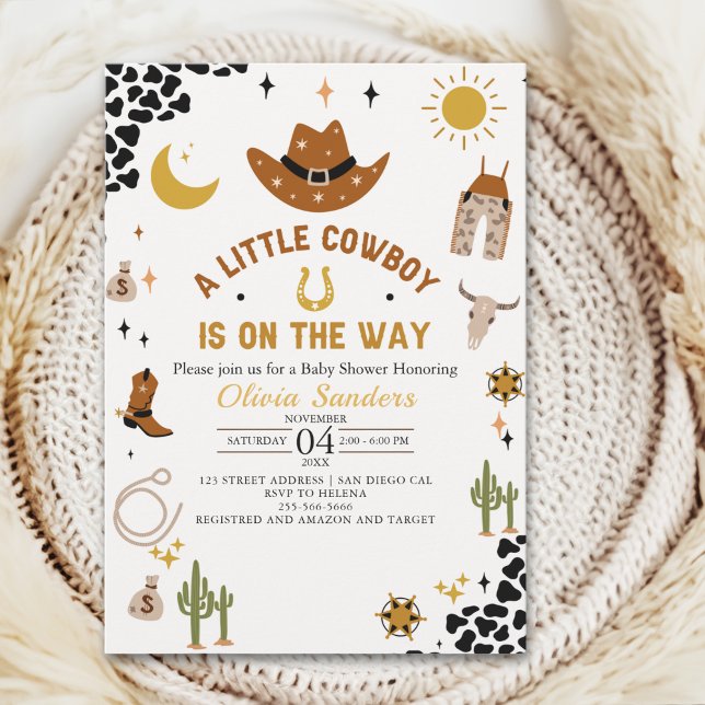 Invitation Little Cowboy is On the Way Western Baby Shower (Créateur téléchargé)