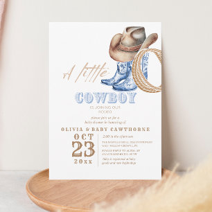 Invitation Little Cowboy Minimaliste Premier Baby shower Rodé