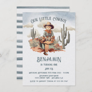 Invitation Little Cowboy Première fête d'anniversaire